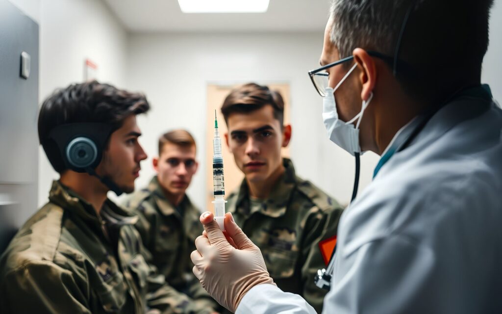 dowody ludobójstwa - ilustracja przymusowego szczepienia żołnierzy