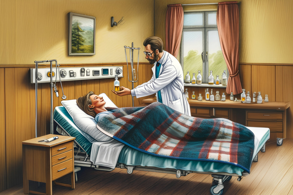 Lekarz przynosi eliksir